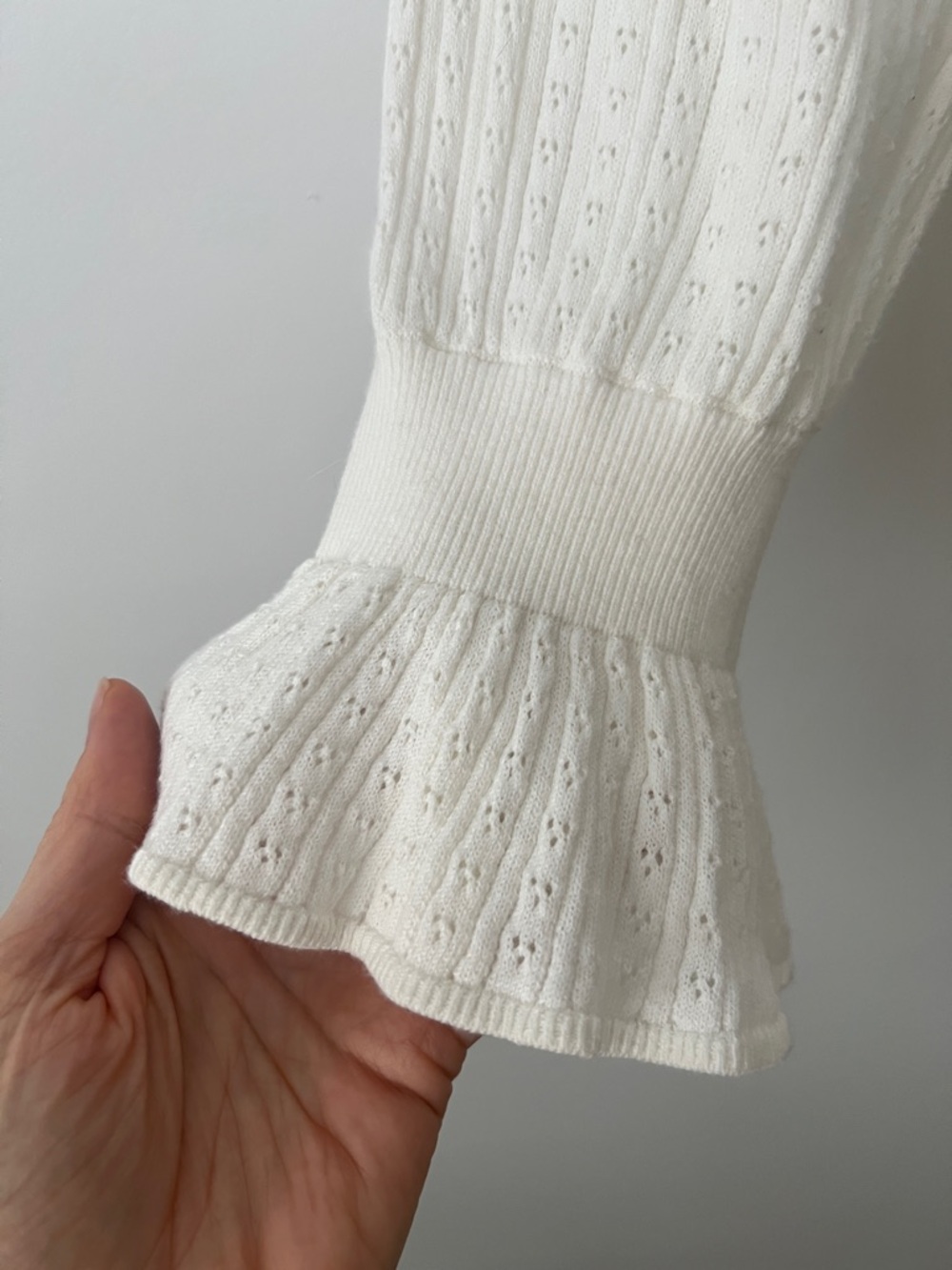 PAIGE Ivory Eyelet Knit Scoop Neck Top - Picture 2 of 5